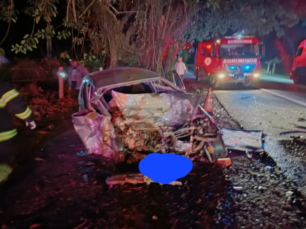 Carros bateram de frente (Foto: Bombeiros Voluntários, Divulgação)