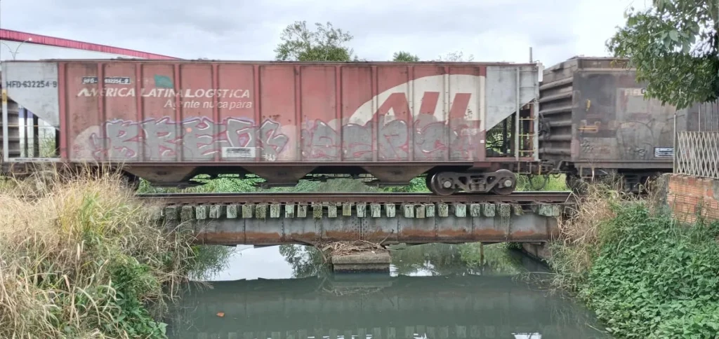Trens de carga entre Mafra e São Francisco do Sul cruzam perímetro urbano de Joinville (foto: Arquivo Pessoal)