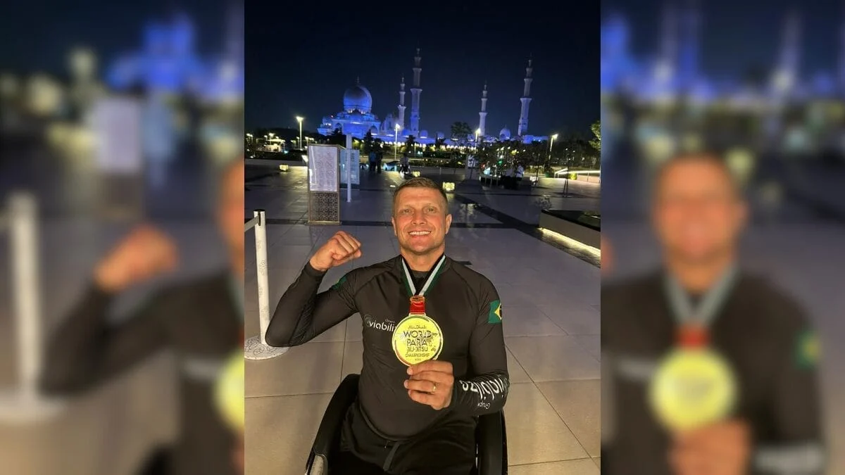 Atleta viaja o mundo lutando em competições de jiu-jitsu paradesportivo (Foto: Arquivo Pessoal)