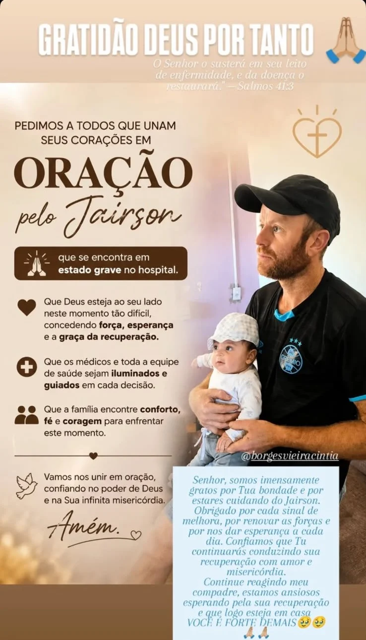 Campanha iniciada nas redes sociais pela família em prol da recuperação de Jairson (Foto: Divulgação/Redes Sociais)