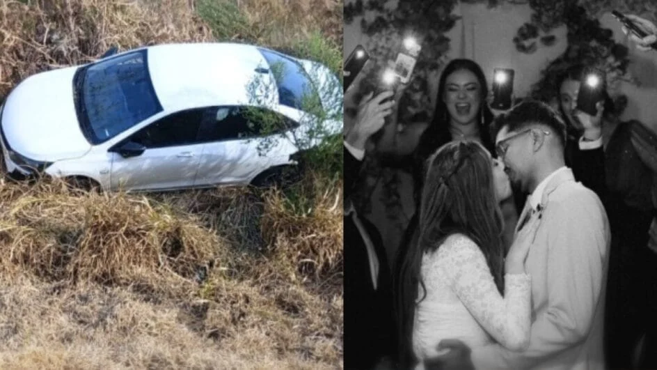 Noivo sofreu acidente horas antes do casamento, recebeu alta e disse "sim" à luz dos faróis dos carros (Foto: Arquivo Pessoal, Divulgação)