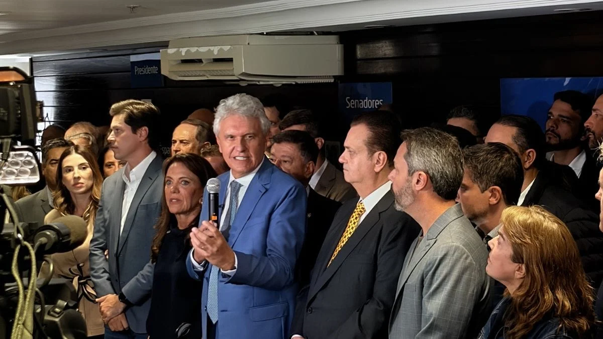 Ronaldo Caiado oficializou Gilberto Kassab como o nome indicado para compor a vaga de vice-presidente na disputa ao Palácio do Planalto (Foto: Fillipe Briner, NSC Total)