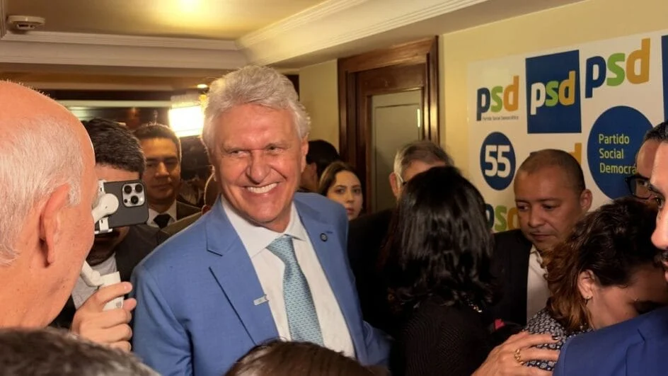 Ronaldo Caiado (PSD) oficializou o presidente nacional de sua legenda, Gilberto Kassab, como o nome indicado para compor a vaga de vice-presidente da sua chapa (Foto: Fillipe Briner, NSC Total)