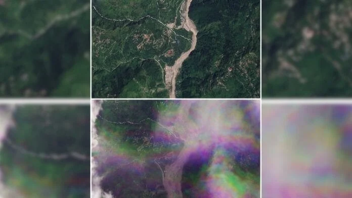 Templo Manakamana, no Nepal, antes e depois das chuvas (Foto: REUTERS)